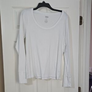 SO Women's Classic White Long Sleeve Blouse